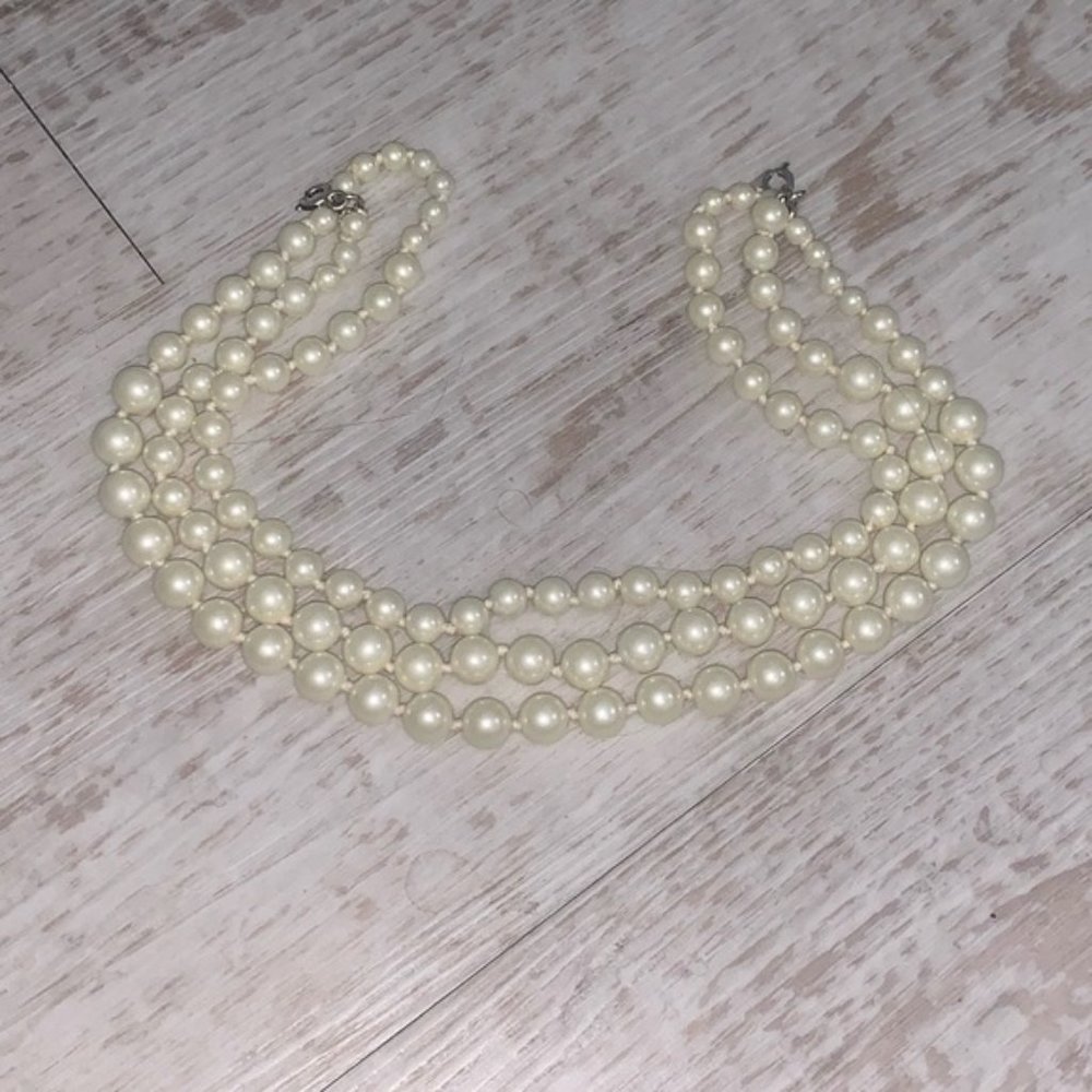 Pearl necklace choker layered Stella & dot boho